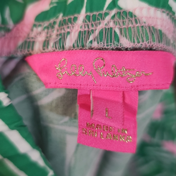Lilly Pulitzer Green and Pink Wide Leg Pants Size Large - Picture 9 of 9